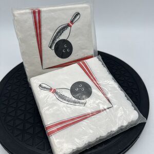 Lot Of 2 25 Vintage 40’s 50’s Pakay Gibson Bowling Theme Cocktail Napkins NIP